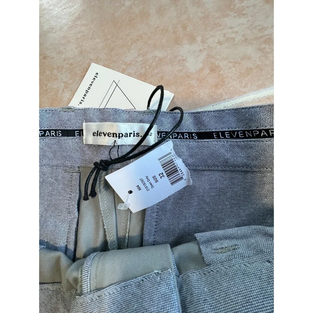 Eleven Paris Stretch Cotton Chino Shorts In Dawn Grey Men's size 32